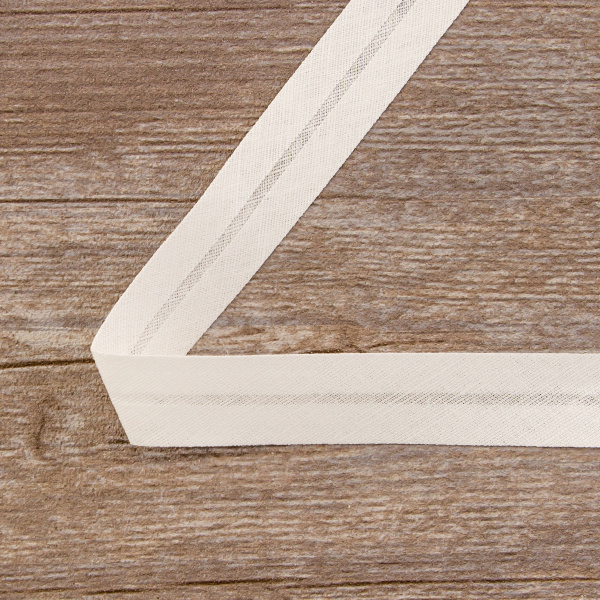 Косая бейка хлопок/лён, 20 мм, 20 м, цвет 02, небелёный. Арт 6602-20мм-02   