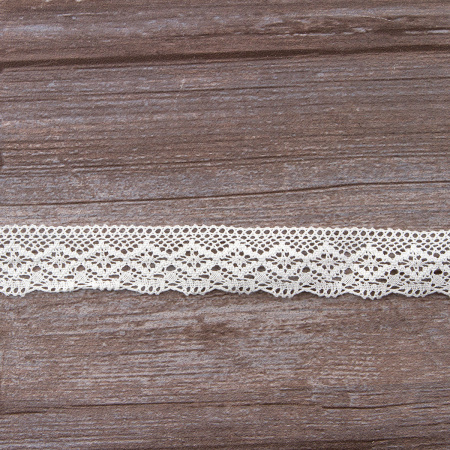 Мерсеризованное хлопковое кружево, 30 мм, белый. Арт 2123/01