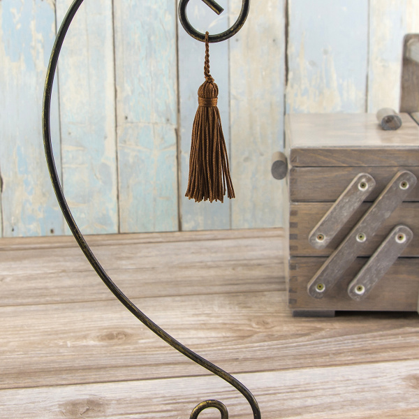 Кисть декоративная на шнуре, длина 70 мм, цвет шоколадный. Арт KY - 02-col.PE - 18