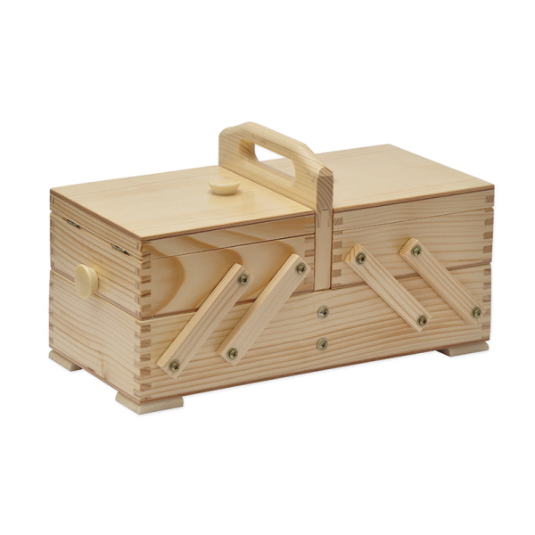 Шкатулка для рукоделия, сосна, 2 этажа, светлый. Арт 35/260          