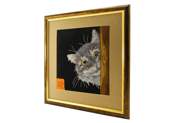 Вышитая картина "Любопытный Кузя ". Арт Модель 03.014.01        