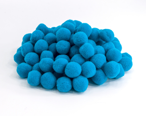 Помпоны декоративные, россыпь, диаметр 20 мм, 100 шт, цвет бирюзовый. Арт P-1- col.517