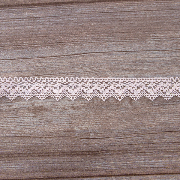 Мерсеризованное хлопковое кружево, 25 мм, цвет светло-розовый. Арт 3207/06                 