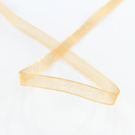 Лента органза SAFISA мини-рулон, 7 мм, 4,5 м, цвет 54, бежево-золотистый. Арт P00520-7мм-54           