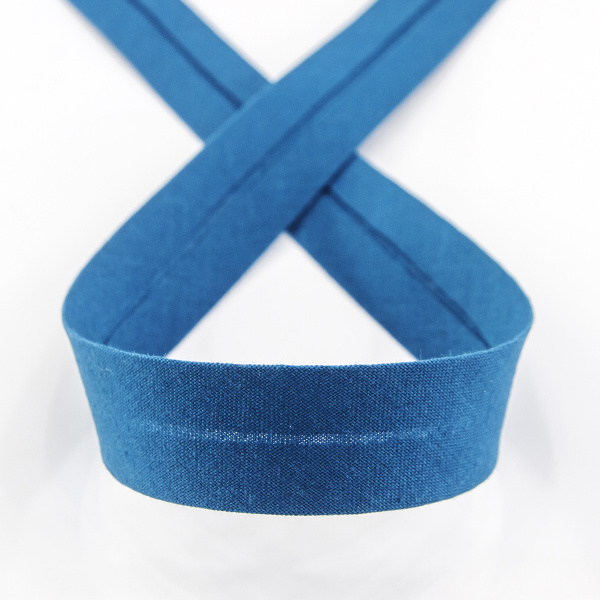 Косая бейка хлопок, 20 мм, 25 м, цвет 79, цвет морская волна. Арт 6600-20мм-79