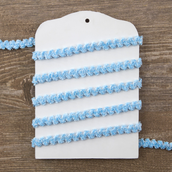 Резинка декоративная "шенилл" 9,2 мм, цвет голубой. Арт 1313/52