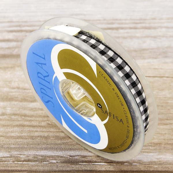 Лента с рисунком клетка SAFISA, 11 мм, 25 м, цвет 01, черный. Арт 469-11мм-01             