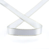 Лента атласная SAFISA с люрексным кантом по краям, 11 мм, 25 м, цвет 27, серый светлый. Арт 25190-11мм-27           