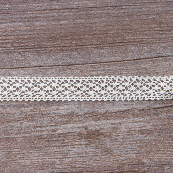 Мерсеризованное хлопковое кружево, 18 мм, белый. Арт 2098/01