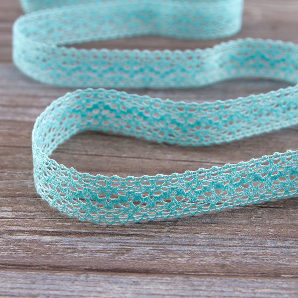 Мерсеризованное хлопковое кружево, 20 мм, цвет мятный. Арт 3037/82