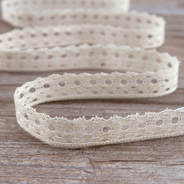 Мерсеризованное хлопковое кружево, 24 мм, шампань. Арт 2128/72
