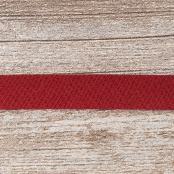 Косая бейка хлопок/полиэстер 20 мм, 25 м, цвет 113, гранат. Арт 6120-20мм-113           