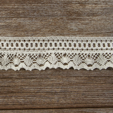 Мерсеризованное хлопковое кружево, 48 мм, цвет белый. Арт 2215/01