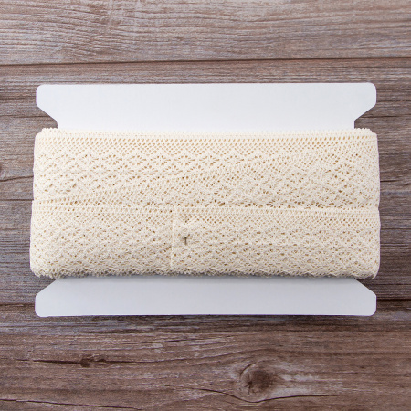 Мерсеризованное хлопковое кружево, 60 мм, шампань. Арт 2125/72