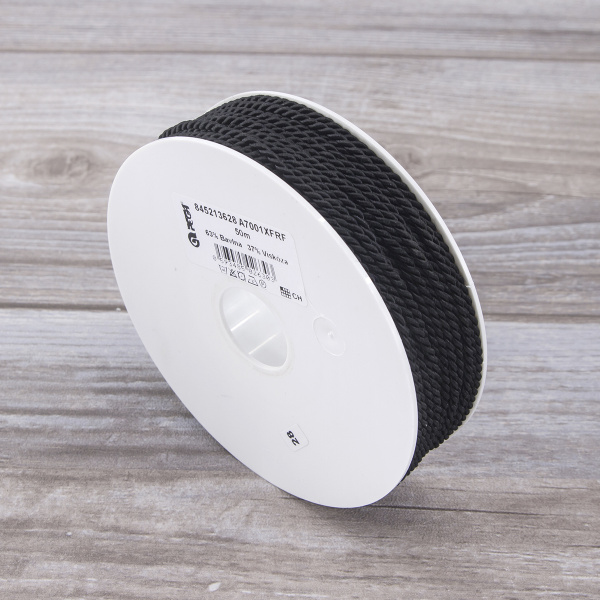 Шнур витой PEGA, черный, 2,8 мм. Арт 845213628A7001