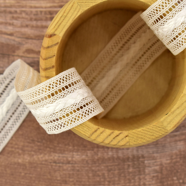 Мерсеризованное хлопковое кружево, 26 мм, цвет белый. Арт 2178/01