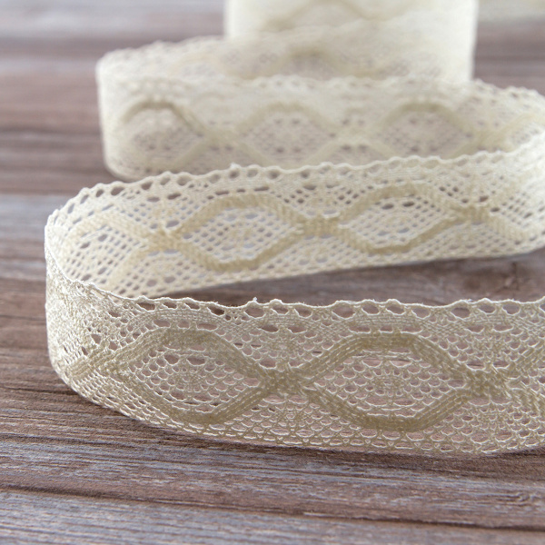 Мерсеризованное хлопковое кружево, 40 мм, цвет сливочный. Арт 1322/02                 