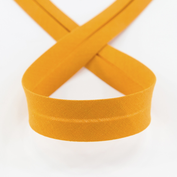 Косая бейка хлопок/полиэстер 20 мм, 25 м, цвет 106, светло-горчичный. Арт 6120-20мм-106           