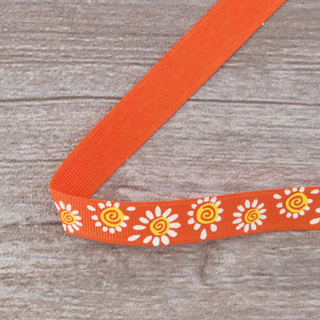 Лента репсовая SAFISA с напечатаным рисунком, 15 мм, 15 м, цвет 61, алый. Арт 25305-15мм-61