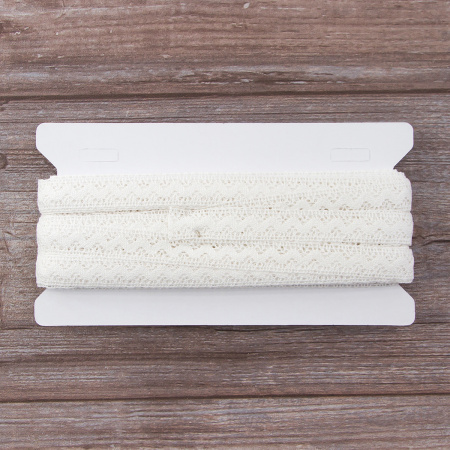 Мерсеризованное хлопковое кружево, 16 мм, цвет белый. Арт 2066/01