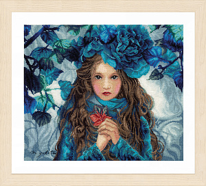 Набор для вышивания "Девушка с синими цветами"