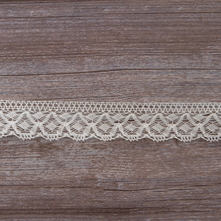 Мерсеризованное хлопковое кружево, 30 мм, цвет шампань. Арт 2025/72