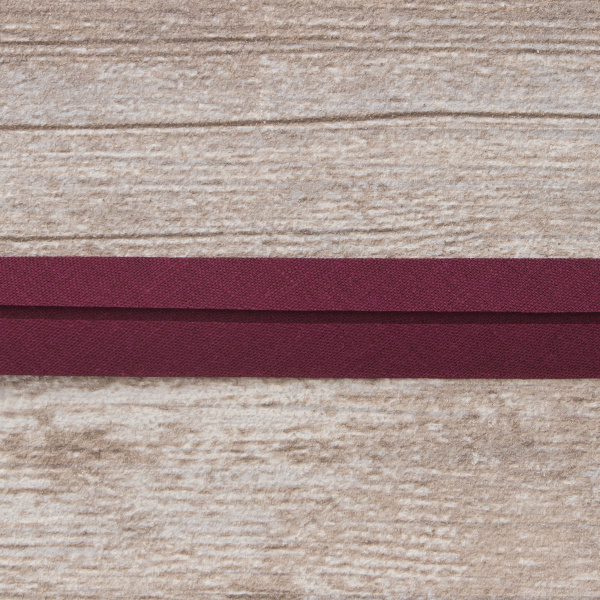 Косая бейка хлопок/полиэстер 20 мм, 25 м, цвет 116, спелая вишня. Арт 6120-20мм-116           