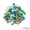 Набор бусин и шармов "Swiss Chard" из стекла и металла разных форм и размеров. Арт MARMIX-14