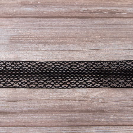 Мерсеризованное хлопковое кружево, 50 мм, цвет черный. Арт 3763/14                 