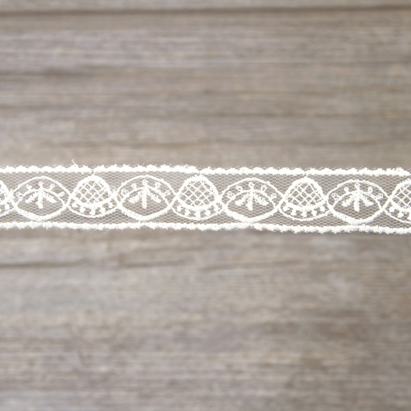 Вышивка на тюле, 19 мм, цвет белый. Арт I643/01
