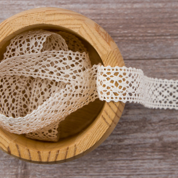 Мерсеризованное хлопковое кружево, 18 мм, шампань. Арт 2098/72