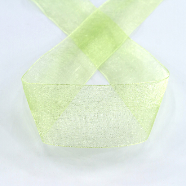 Лента органза SAFISA мини-рулон, 39 мм, 2 м, цвет 25, зеленый. Арт P00520-39мм-25          
