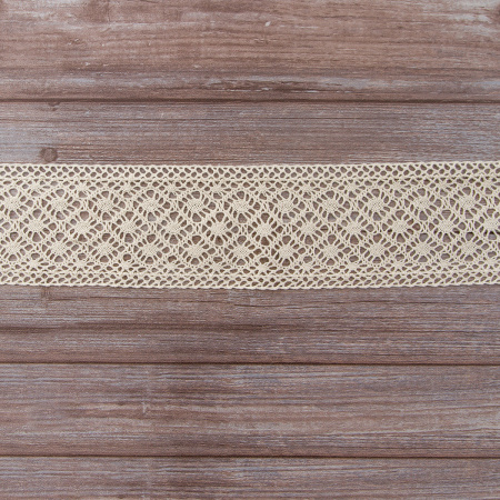 Мерсеризованное хлопковое кружево, 85 мм, цвет экрю. Арт 2232/58