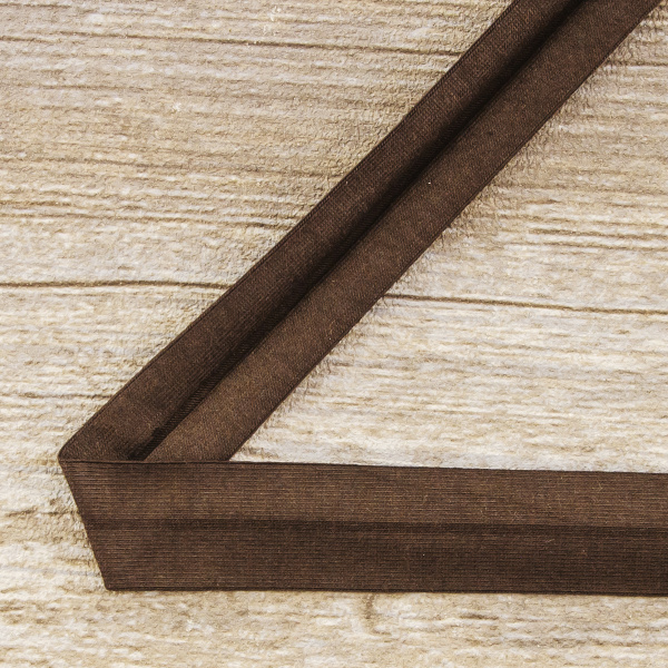 Косая бейка хлопок, 20 мм, 20 м, цвет 17, коричневый темный. Арт 6598-20мм-17