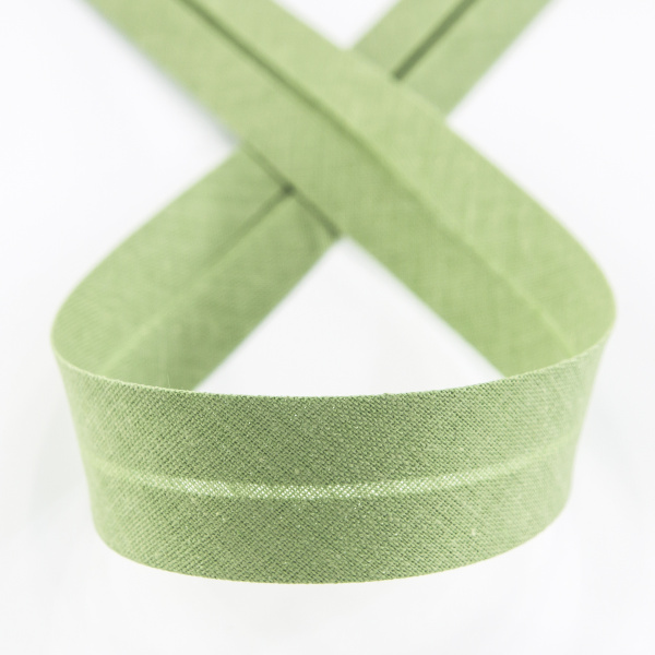 Косая бейка хлопок/полиэстер 20 мм, 25 м, цвет 112, оливковый. Арт 6120-20мм-112           