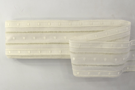 Шитье-вышивка на батисте, прошва, 90 мм, цвет белый. Арт 13759/B