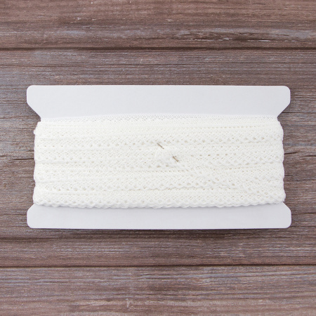 Мерсеризованное хлопковое кружево, 16 мм, белый. Арт 2110/01