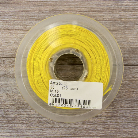 Лента органза с рисунком SAFISA, 25 мм, 15 м, цвет 01, желтый. Арт 25212-25-01              