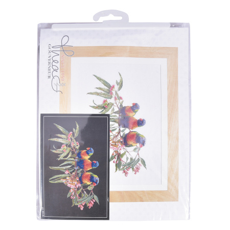 Набор для вышивания "Стайка попугаев", канва лён 32 ct. Арт 553