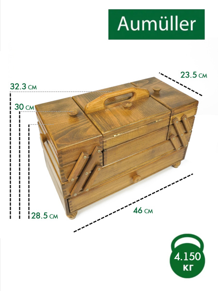 Шкатулка для рукоделия, бук, 4 этажа, коричневый. Арт 31/208/2