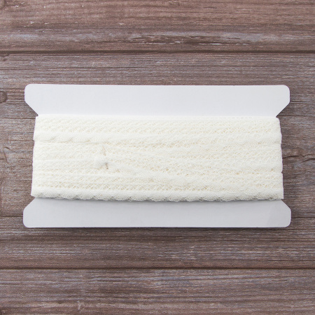 Мерсеризованное хлопковое кружево, 20 мм, цвет белый. Арт 2015/01