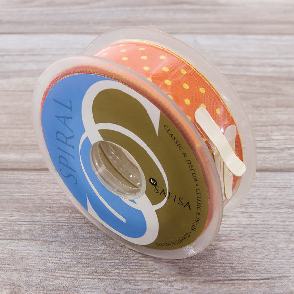 Лента с рисунком SAFISA, 25 мм, 15 м, цвет 61, оранжевый. Арт 25314-25мм-61