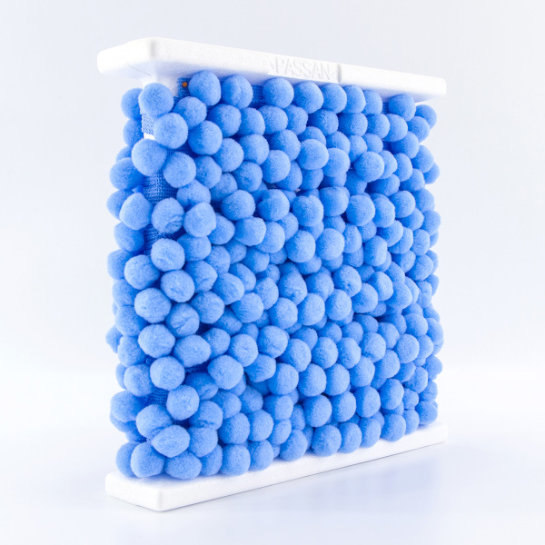 Тесьма с помпонами, диаметр 10 мм, цвет голубой. Арт PA-18-col.515