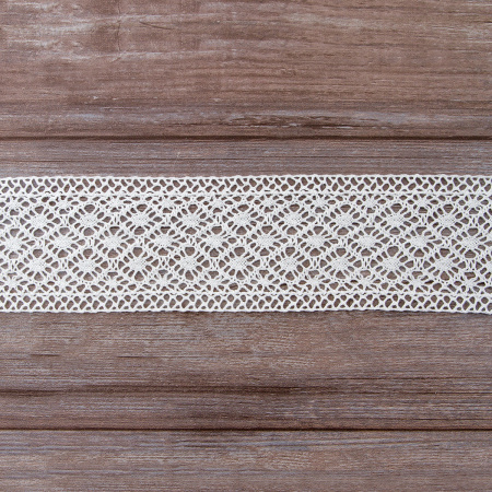 Мерсеризованное хлопковое кружево, 85 мм, цвет белый. Арт 2232/01