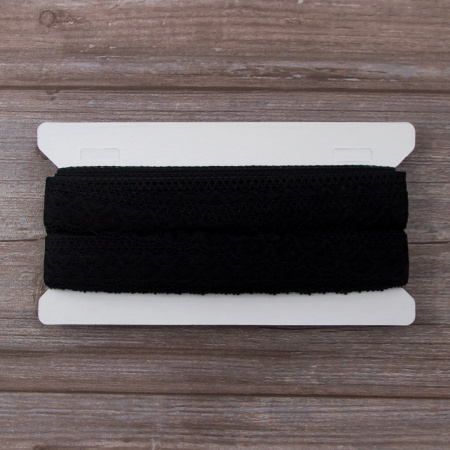 Мерсеризованное хлопковое кружево, 30 мм, цвет черный. Арт 2025/14