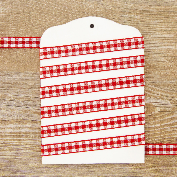 Лента с рисунком клетка SAFISA, 11 мм, 25 м, цвет 14, красный. Арт 469-11мм-14             