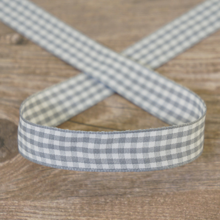 Лента с рисунком на картонной катушке "Клетка", цвет серый. Арт R13115/007