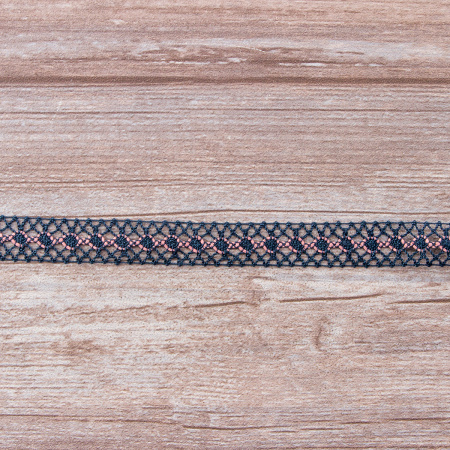 Мерсеризованное хлопковое кружево, 20 мм, цвет морской волны с пыльно-розовым. Арт 1825/R6                 