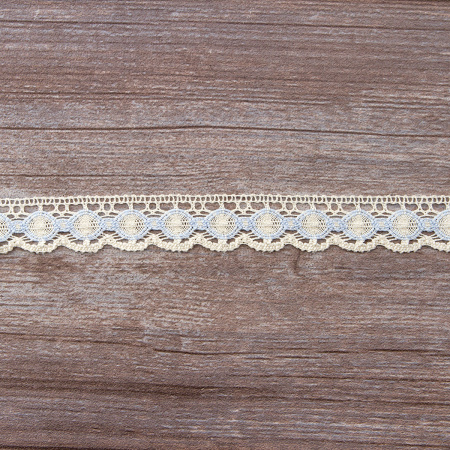 Мерсеризованное хлопковое кружево, 23 мм, цвет бежевый/сиреневый. Арт 3679/98