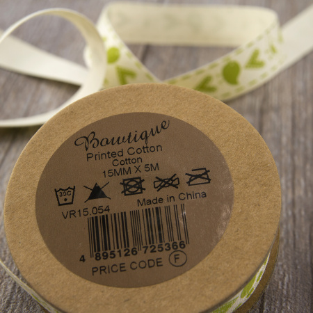 Лента хлопковая на картонноймини-катушке "Птички и подарки". Арт VR15.054